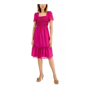 Tahari Asl Women's Smocked Bubble Crepe Dress Size 14 NWT